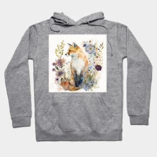 Fox, Watercolor Woodland Animals Hoodie